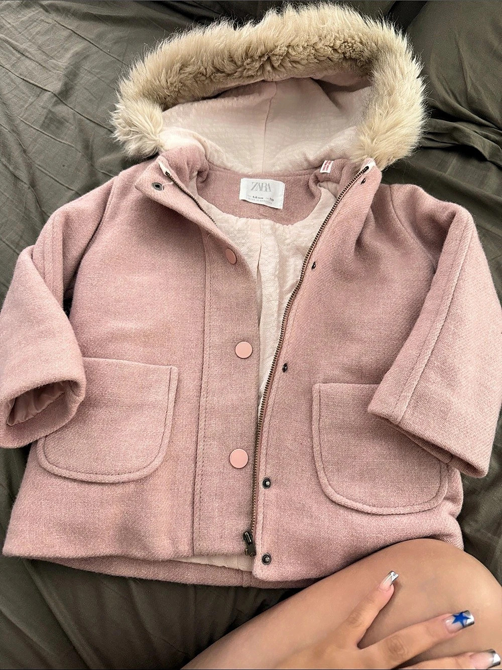 Zara Girls Pink Hooded Jacket Size 4-5Y